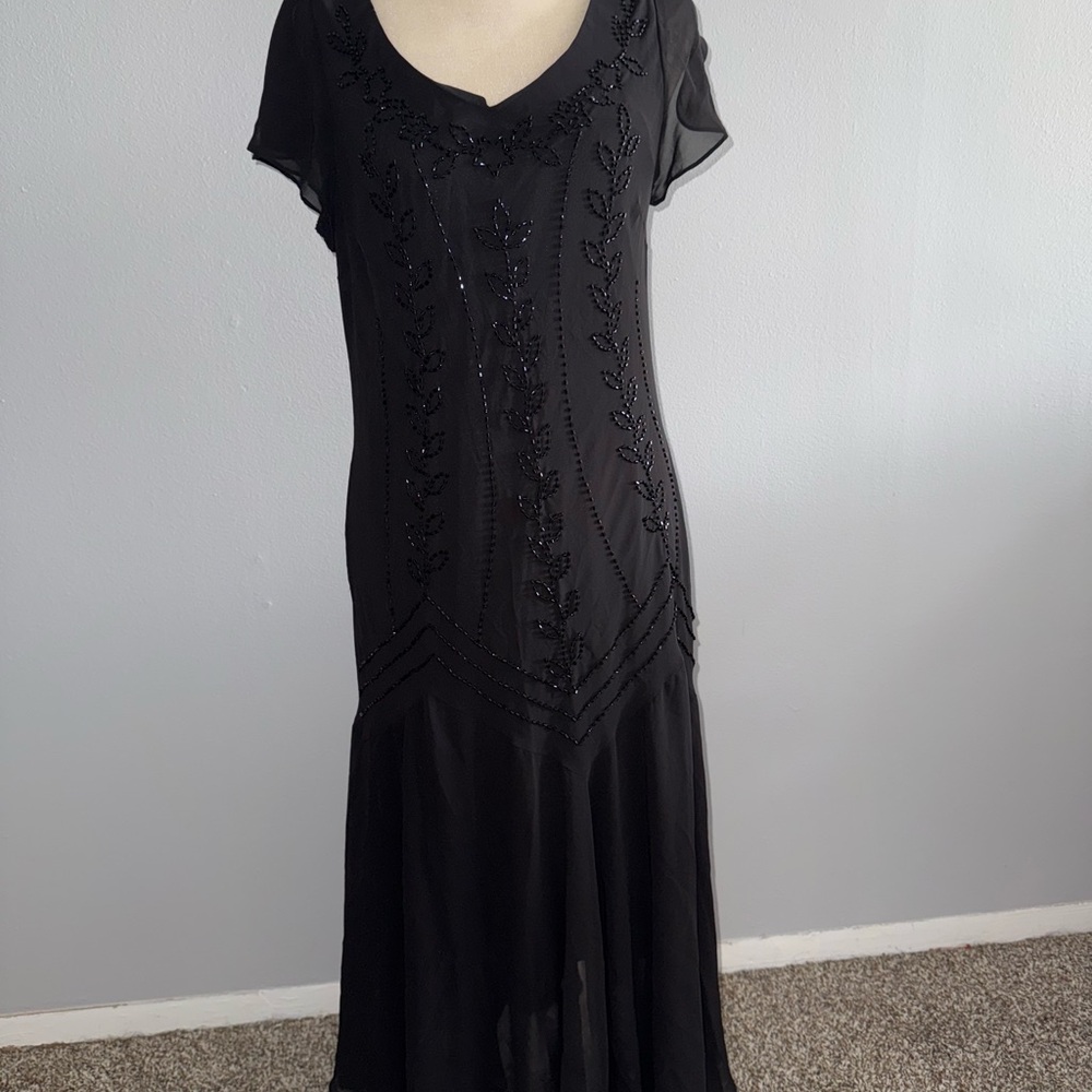 SL Fashions Black Beaded Maxi Dress